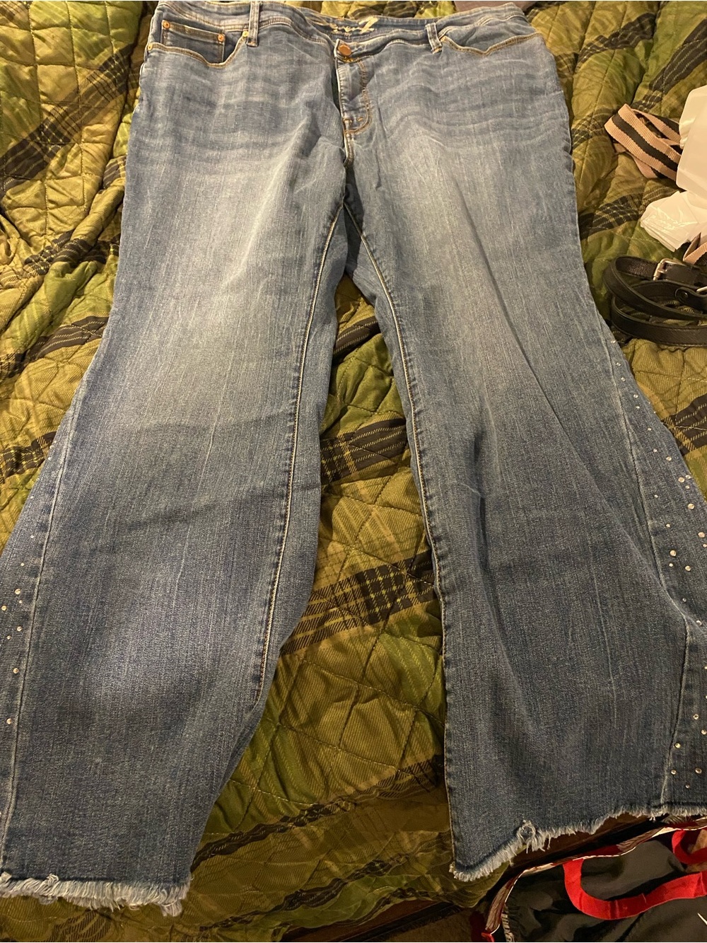 Classic Blue Women's Denim Jeans with Stud Detail. Seven brand by Lane Bryant.